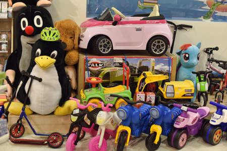 Czech Republic, Prague 15,03,2016 Toys on shelves in a children's storeのeditorial素材