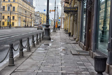 Russia, St. Petersburg 01.04,, 2020 Empty Nevsky city avenue during the coronavirus epidemicのeditorial素材