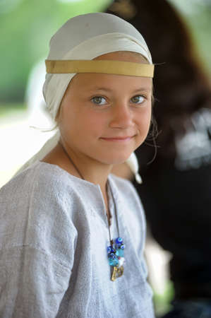 Russia, Vyborg, 30,07,2011 Children in historical clothing at the Festival of the historical reconstruction of the Middle Ages "Vyborg Castle"のeditorial素材