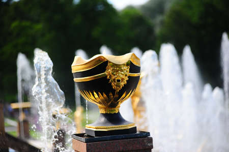 Russia, St. Petersburg 31.06.2019 Sculptures of Peterhof fountains in the summerのeditorial素材