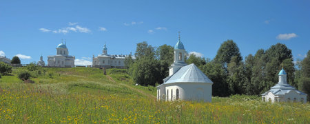 Russia, Leningrad Region 09.06.2016 Intercession-Terevenichsky Monastery (Monastery in honor of the Protection of the Most Holy Theotokos) - Orthodox women's monastery of the Tikhvin diocese of the Russian Orthodox Church.のeditorial素材