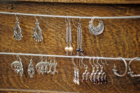 Medieval-style jewelry with Slavic and Scandinavian symbols on saleの写真素材