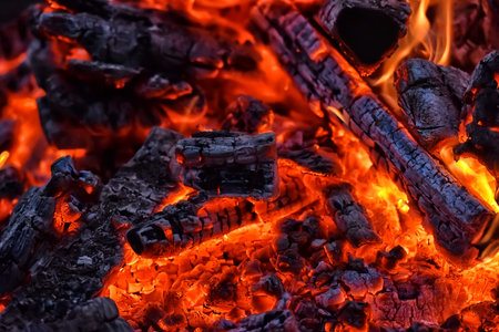 bonfire and flames, embers of a bonfire