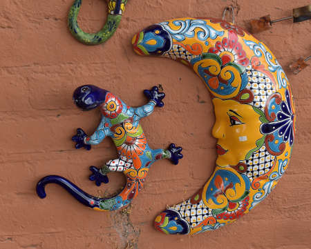 Mexican indian sun handcraft ceramicの写真素材