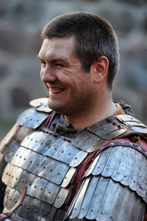 Russia, Vyborg. 13.07,2016 Festival of historical reconstruction. Knight Castle. Knights in medieval...
