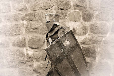 Russia, Vyborg. 13.07,2016 Festival of historical reconstruction. Knight Castle. Knights in medieval armorのeditorial素材