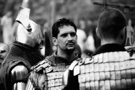 Russia, Vyborg. 13.07,2016 Festival of historical reconstruction. Knight's Castle. People in medieval clothes.のeditorial素材