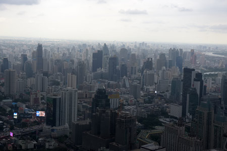 Thailand, Bangkok 24,08,2018 View from Bangkok sky  of the city and the sky before the rain