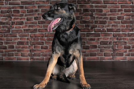 cute happy dark brown dog mongrel