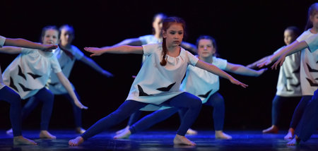 Russia, St. Petersburg 16.06.2019 Performance of children's dance collective at the open festival of...