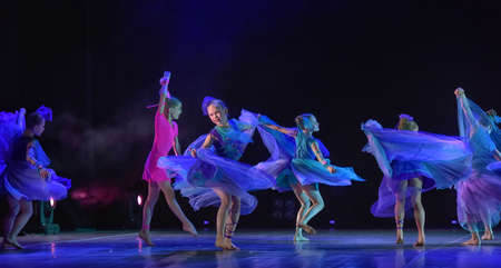 Russia, St. Petersburg 16.06.2019 Performance of the children's dance group ballet, chareography at the open festival of creativity "White Nights"のeditorial素材