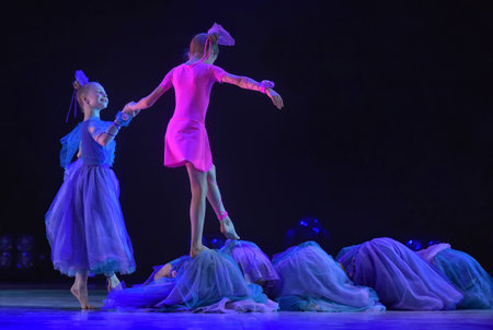 Russia, St. Petersburg 16.06.2019 Performance of the children's dance group ballet, chareography at...