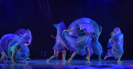 Russia, St. Petersburg 16.06.2019 Performance of the children's dance group ballet, chareography at the open festival of creativity "White Nights"のeditorial素材