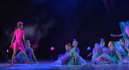 Russia, St. Petersburg 16.06.2019 Performance of the children's dance group ballet, chareography at the open festival of creativity "White Nights"のeditorial素材