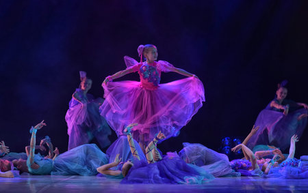 Russia, St. Petersburg 16.06.2019 Performance of the children's dance group ballet, chareography at...