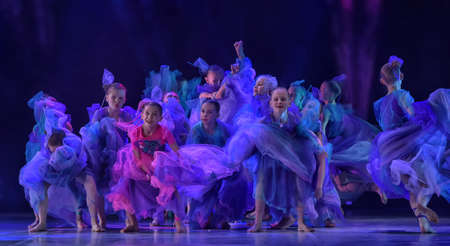 Russia, St. Petersburg 16.06.2019 Performance of the children's dance group ballet, chareography at the open festival of creativity "White Nights"のeditorial素材