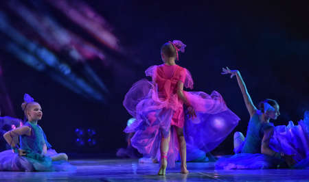 Russia, St. Petersburg 16.06.2019 Performance of the children's dance group ballet, chareography at the open festival of creativity "White Nights"のeditorial素材