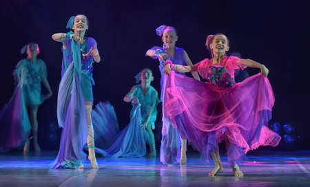 Russia, St. Petersburg 16.06.2019 Performance of the children's dance group ballet, chareography at the open festival of creativity "White Nights"のeditorial素材