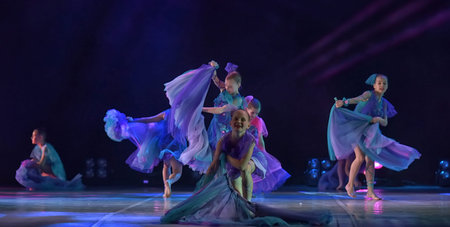 Russia, St. Petersburg 16.06.2019 Performance of the children's dance group ballet, chareography at...