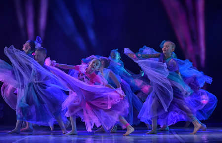 Russia, St. Petersburg 16.06.2019 Performance of the children's dance group ballet, chareography at the open festival of creativity "White Nights"のeditorial素材