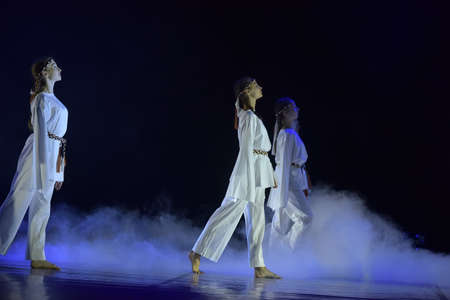 Russia, St. Petersburg 16.06.2019 Performance of the children's dance group ballet, chareography at the open festival of creativity "White Nights"のeditorial素材