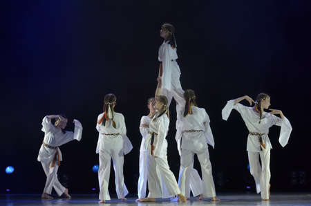 Russia, St. Petersburg 16.06.2019 Performance of the children's dance group ballet, chareography at the open festival of creativity "White Nights"のeditorial素材