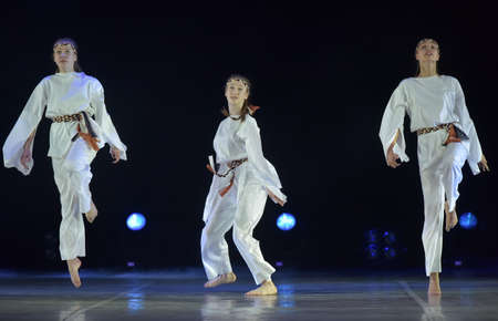 Russia, St. Petersburg 16.06.2019 Performance of the children's dance group ballet, chareography at the open festival of creativity "White Nights"のeditorial素材