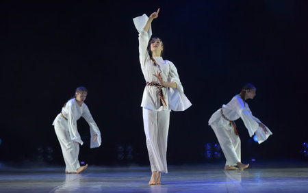 Russia, St. Petersburg 16.06.2019 Performance of the children's dance group ballet, chareography at...
