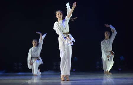 Russia, St. Petersburg 16.06.2019 Performance of the children's dance group ballet, chareography at the open festival of creativity "White Nights"のeditorial素材