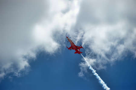 Turkey, Cappadocia 11.07,2019 Turkish Air Force Aerobatic Demonstration Team Turkish Stars performs during Izmir Independence Dayのeditorial素材