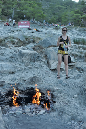 Turkey, Kemer 11.07,2019 landscapes nature about Fire Mountain Yanartash in Turkey.