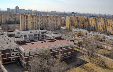 sleeping neighborhood top view of housesのeditorial素材