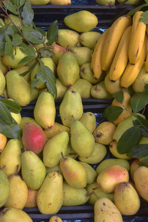 fresh fruit on the counter on saleの写真素材