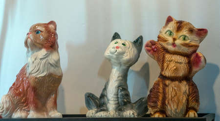 Zelenogradsk, Russia - 08/19/2020 - Murarium cats museum. Art cats collection in Krantz water tower. Souvenirs, figurines and toys with catsのeditorial素材