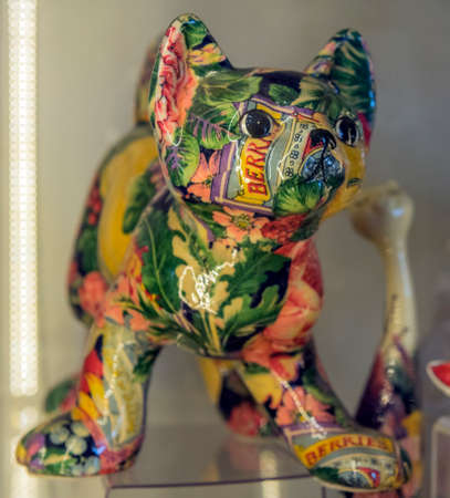 Zelenogradsk, Russia - 08/19/2020 - Murarium cats museum. Art cats collection in Krantz water tower. Souvenirs, figurines and toys with catsのeditorial素材