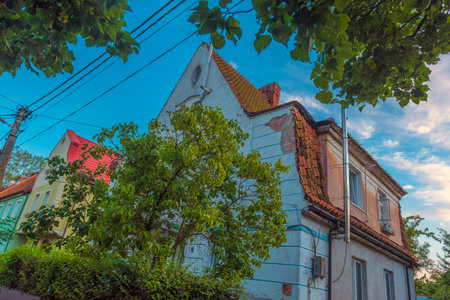 Russia, Zelenogradsk 19,08,2020 Houses in the center of Zelenogradsk on a summer day