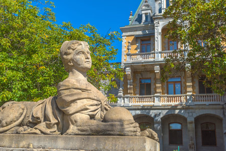 Crimea, Yalta, 20,09,2020 Sculpture of woman - Sphinx at Massandra Palace, Yalta, Crimeaのeditorial素材
