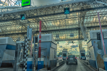 Russia, Voronezh 20,09,2020 Point of payment on the high-speed toll road