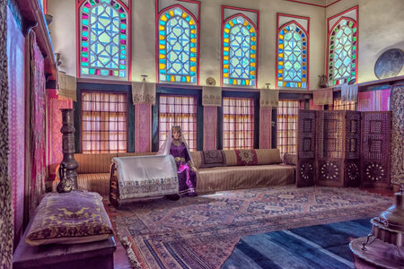 BAKHCHYSARAI, RUSSIA - 09/19/2020 decoration of Divan Chamber in Khan's Palace (Hansaray) in Bakhchisaray. The palace was built in 16th cent. and became home for Crimean Tatar Khansのeditorial素材