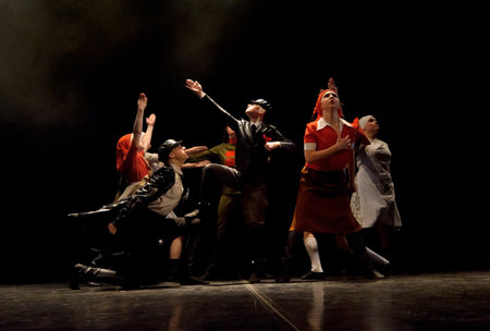 St. Petersburg, Russia. 12/28/2015 Childrens dance ensemble, Dance Lenin so young in the spirit of Soviet Socialist Revolution, St. Petersburg, Russia.のeditorial素材