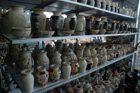 Hurgada, Egypt - February 17, 2014: The local gift shop in Egyptian souvenir shopのeditorial素材