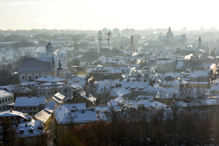 Vilnius winter panorama from Gediminas castle tower. Vilnius. Lithuania
