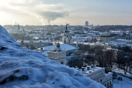 Vilnius winter panorama from Gediminas castle tower. Vilnius. Lithuaniaの写真素材