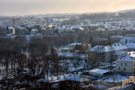 Vilnius winter panorama from Gediminas castle tower. Vilnius. Lithuania