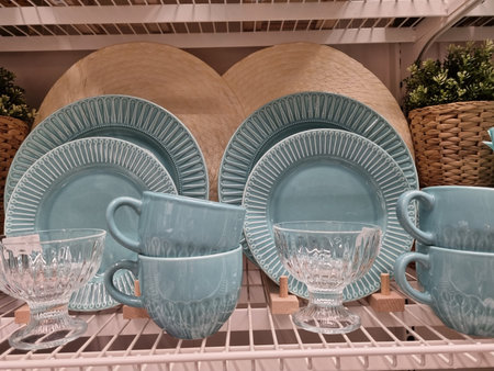 Russia, St. Petersburg 03/16/2021 crockery in the Ikea store for sale