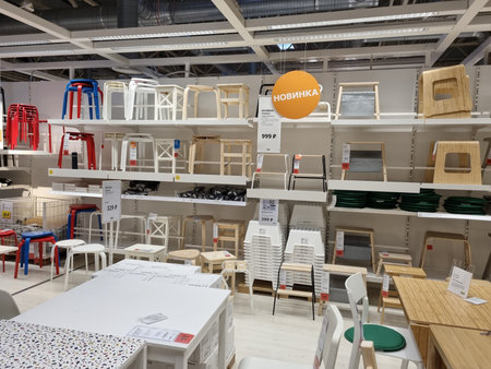 Russia, St. Petersburg 03/16/2021 Chairs in the Ikea store for sale