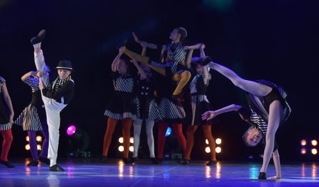 St. Petersburg, Russia 27.02.2019 Children's dance outdoor festival, theatricalized performance of...