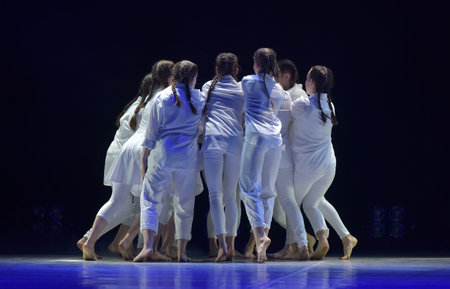 St. Petersburg, Russia 27.02.2019 Children's dance outdoor festival, theatricalized performance of...