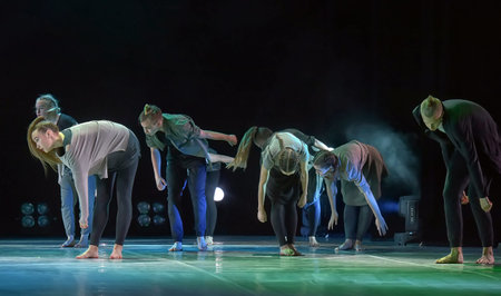 St. Petersburg, Russia 27.02.2019 Children's dance outdoor festival, theatricalized performance of...