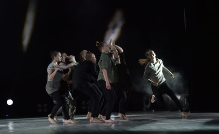 St. Petersburg, Russia 27.02.2019 Children's dance outdoor festival, theatricalized performance of...